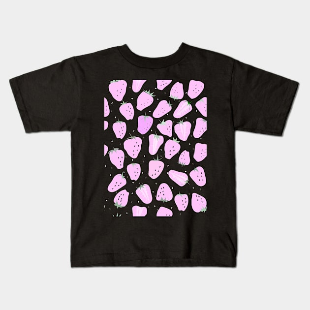 Sweet and cute strawberries in pattern Kids T-Shirt by Slownessi